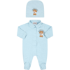 MOSCHINO LIGHT BLUE SET FOR BABY BOY WITH TEDDY BEAR