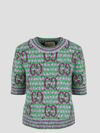 Gucci Green & Purple Maxi Gg Sweater In Multicolour