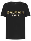 Balmain Button-embellished Printed Cotton-jersey T-shirt In Black