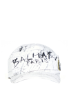 Balmain Printed Cotton Cap With Pins In White