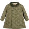 GUCCI GREEN COAT FOR BABY GIRL WITH DOUBLE GG