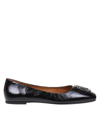 Tory Burch Georgia Leather Ballerina Shoes In Black