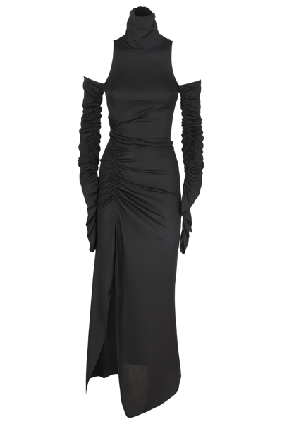 Dondup Maxi Slit Long Dress In Black