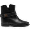 VIA ROMA 15 BLACK LEATHER ANKLE BOOTS