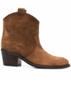 Via Roma 15 Velour Brown Texan Ankle Boot In Marrone