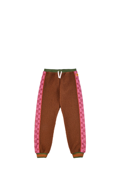 Gucci Kids' Brown Motif Tape Knitted Track Pants In Brown,pink