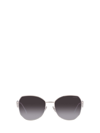 Prada Triangle Logo Round Metal Sunglasses In Grey Gradient