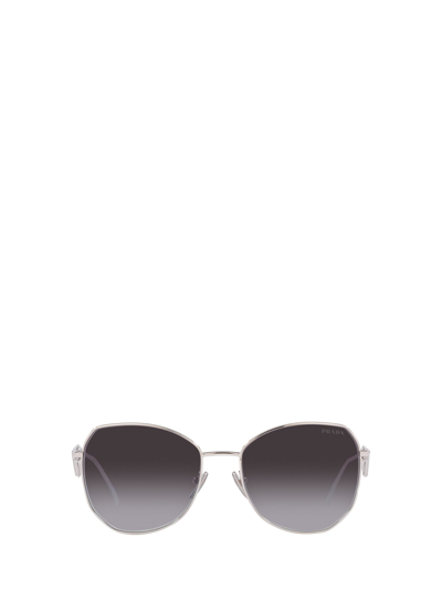 Prada Triangle Logo Round Metal Sunglasses In Grey Gradient