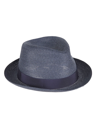 Borsalino Panama Extra Fine Bow Detail Hat In Blue