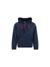 Valentino Vltn Embroidered Cotton Jersey Hoodie In Marine/cerise