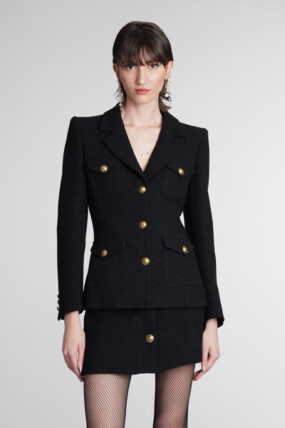 Alessandra Rich Tweed Wool-blend Blazer In Black