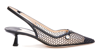 Jimmy Choo Amita 45 Fishnet Mesh & Leather Slingback Pump In Black