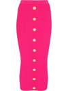 Balmain Button-front Knit Pencil Midi Skirt In Pink