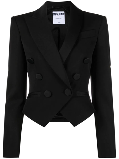 Moschino Double-breasted Blazer In Black