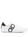 Ferragamo White Gancini Number Sneakers In White