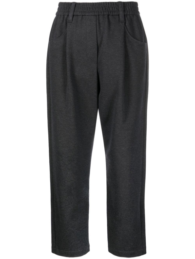 Brunello Cucinelli Mid-rise Straight-leg Ankle Trousers In Grey