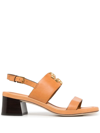 Tory Burch Logo-plaque 60mm Sandals In Brandy