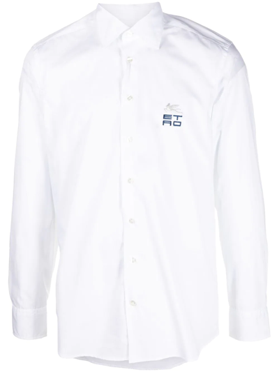 Etro Logo-embroidered Cotton Shirt In White