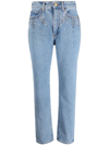 ALESSANDRA RICH CRYSTAL-EMBELLISHED CROPPED JEANS