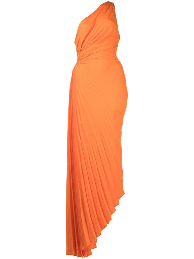 A.l.c Delfina One-shoulder Cut-out Side Gathered Dress In Orange