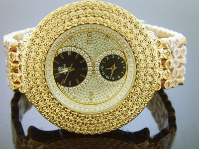 Pre-owned Icetime Mens  2 Ct Diamond Watch Illusion Dial Fully Iced Band 3 Row 50mm Kg-2