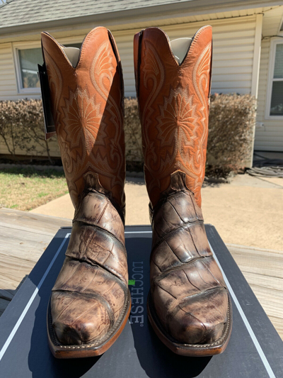 Pre-owned Lucchese Giant Alligator Rios Antique Chocolate Sz 10 Men Brown Jack