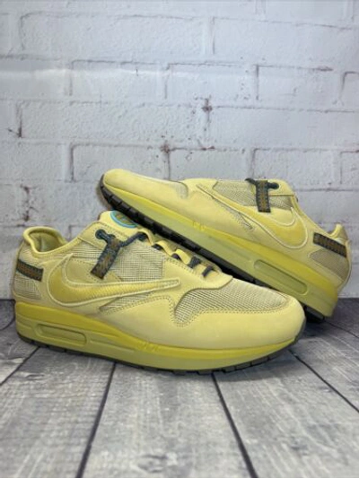 Pre-owned Nike Air Max 1 Travis Scott Saturn Gold Shoes Cactus Jack Men's Size 10.5