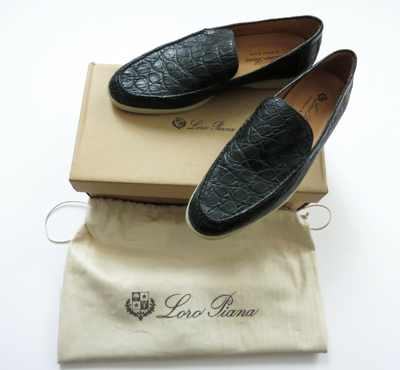 【美品】 Loro Piana しま Loro Piana - Summer Charms Walk 13 Deerskin Loafer
