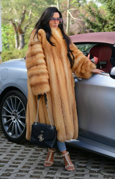 Pre-owned Tongbo Women Real Red Fox Fur Overcoat Full Pelt Natural Fur Coat Warm Luxury Outerwear In As Picture