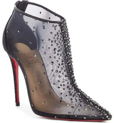 Pre-owned Christian Louboutin Constella Bootie 100 Crystal Strass