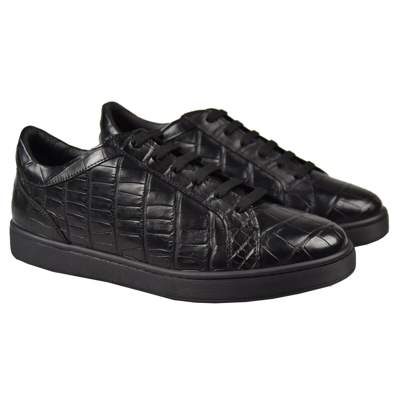Pre-owned Kiton Sneakers For Man 100% Leather Crocodile Sz 7 Us 40 Eu Ksv36 In Black