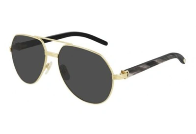 Pre-owned Cartier Buffs Première De  Sunglasses Ct0272s 001 Gold Grey Polarized In Gray