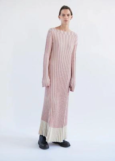 Pre-owned Phoebe Philo Celine Ribbed Knit Sweater Dress Two Toned Spring  2017 L Auth In Red White Two Toned | ModeSens