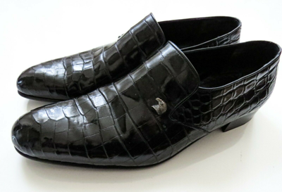 Pre-owned Stefano Ricci Black Crocodile Leather Loafer Shoes 11.5 Us 44.5 Euro 10.5 Uk