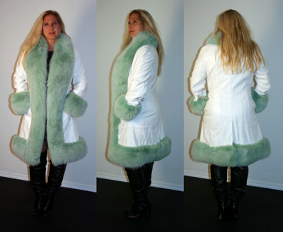 Pre-owned Wilsons Leather Brand Wilsons White Leather Coat Mint Fox Fur Trim Size Medium 6 8 M
