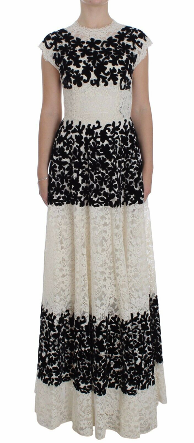 Pre-owned Dolce & Gabbana Dress Floral Lace Ricamo Long Ball Maxi It38 / Us4/ S Rrp $2100 In Multicolor