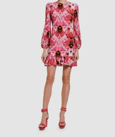 Pre-owned Alexander Mcqueen $1990  Women's Pink Print Long Sleeve Dress Size It 40/ Us 4-6