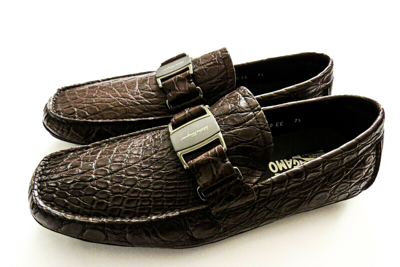 Pre-owned Ferragamo Salvatore  Brown Crocodile Leather Shoes Size 7.5 Us 41.5 Euro 6.5 Uk