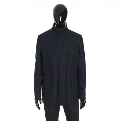 Pre-owned Loro Piana 4295$ Traveller Jacket In Navy Blue Double Faced Wish Wool