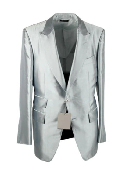 Pre-owned Tom Ford Fall Atticus Silver Silk Suit Size 52 It / 42r U.s. With Tags