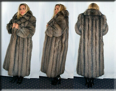 Pre-owned Efurs4less Silver Shadow Fox Fur Coat Size Medium M (fits Size 6-10)