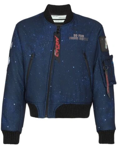 Pre-owned Virgil Abloh Off-white C/o Art Dad | ‘new Space' | Bomber Jacket | Size Xs |  In Blue