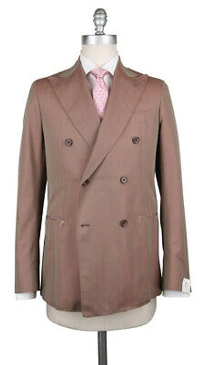 Pre-owned Luigi Borrelli $3300  Light Brown Cotton Solid Suit - (lbdp175160r8)