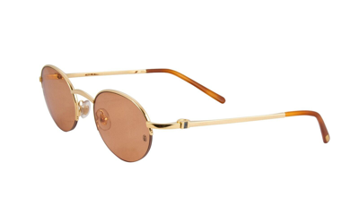 Pre-owned Cartier Semi Rimless Mogi 17309 Sunglasses Gold Frame Blue Sapphire France In Brown