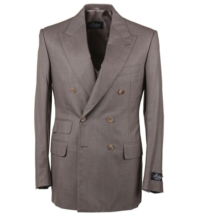 Pre-owned Belvest Slim Fit Three-piece Super 160s Birdseye Wool Suit 40r (eu 50) In Brown