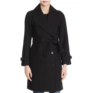 Pre-owned Burberry Women Cranston Wool Blend Belted Trench Coat Black Sz 10 $1590