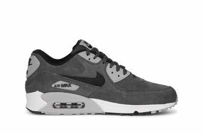 Pre-owned Nike Size 13 Air Max 90 Leather Shoes 652980 012 Grey Black White