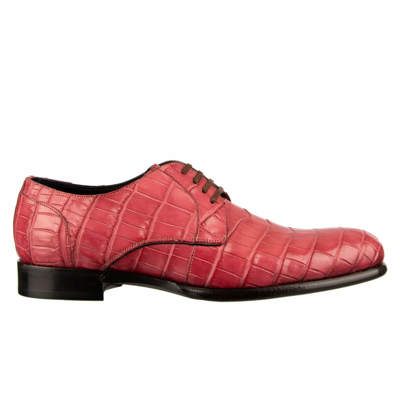 Pre-owned Dolce & Gabbana 4950€ Formal Crocodile Leather Derby Shoes Siena Pink Rose 08840