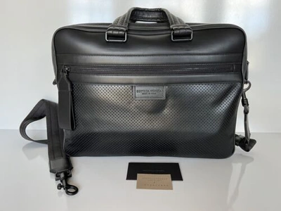 Pre-owned Bottega Veneta 2750  Perforated Leather Ultra-light Black Briefcase 570991