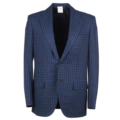 Pre-owned Kiton Blue And Green Check Soft Brushed Flannel Wool Sport Coat 40r (eu 50)